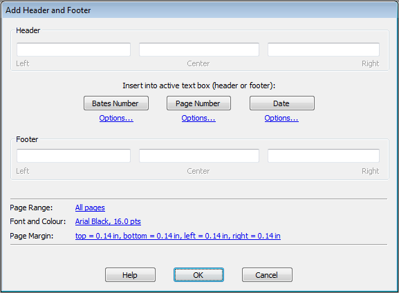 Диалог Add Header and Footer в Infix Pro PDF Editor